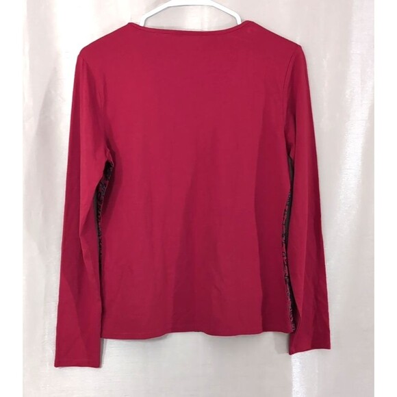 Coldwater Creek Women's Size SMALL Red & Black All Over Sequin V-Neck Top Gothic - Picture 2 of 11